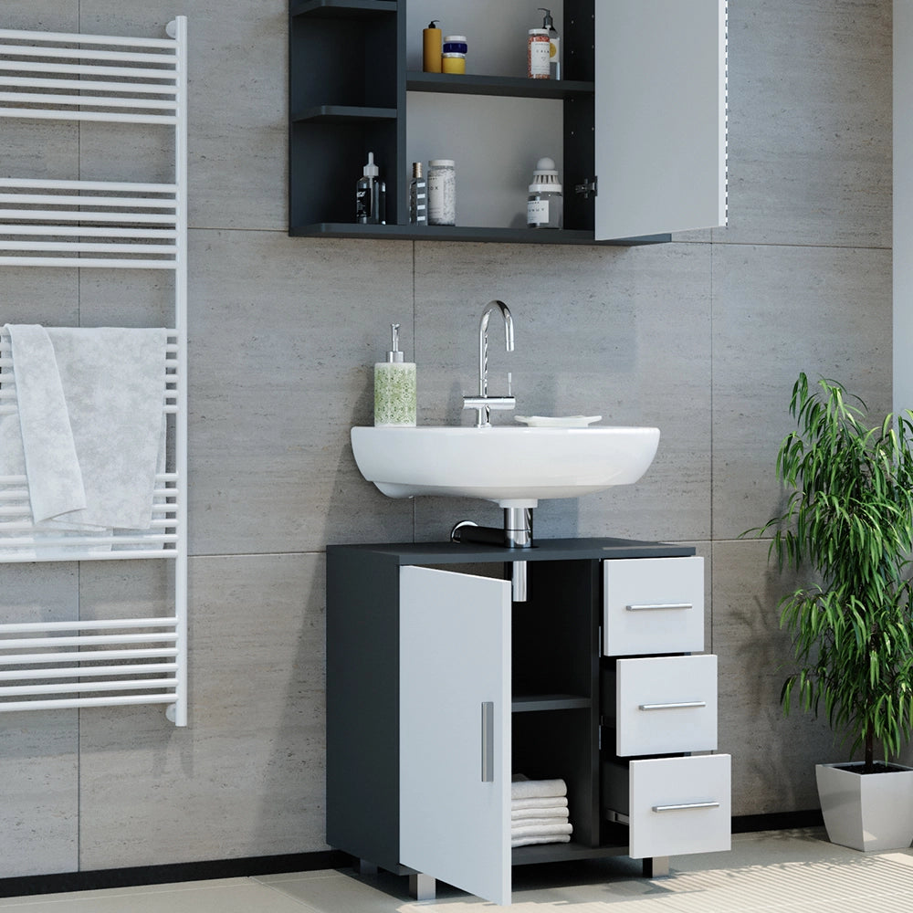 Vicco Set mobili bagno Bianco/antracite 2 parti