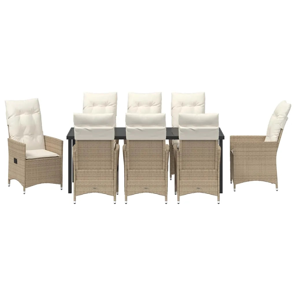 Set da Pranzo per Giardino con cuscino 9 pcs Beige polyrattan 3379561