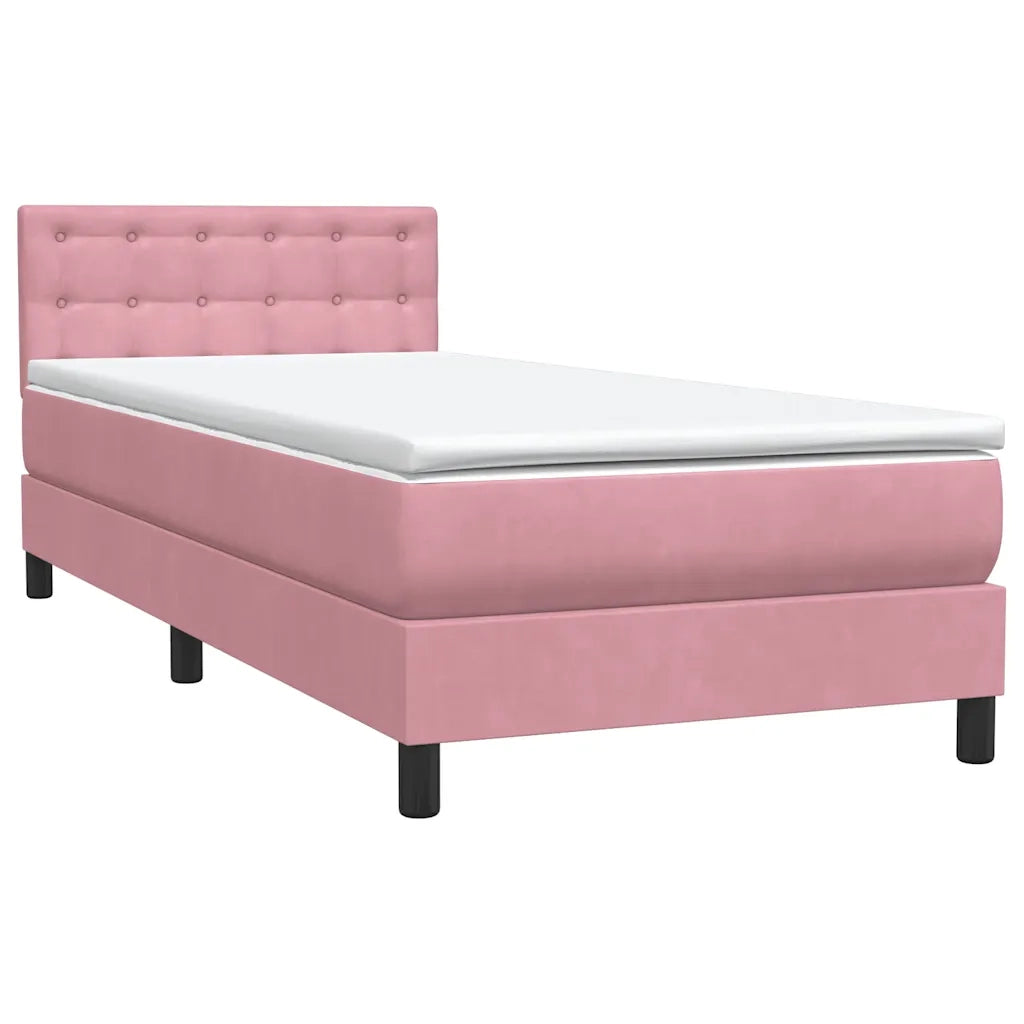Giroletto a Molle con Materasso Rosa 90x210 cm Velluto 3316580
