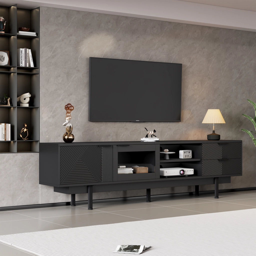 Cassettiera per TV nera in truciolare lunghezza 200 cm