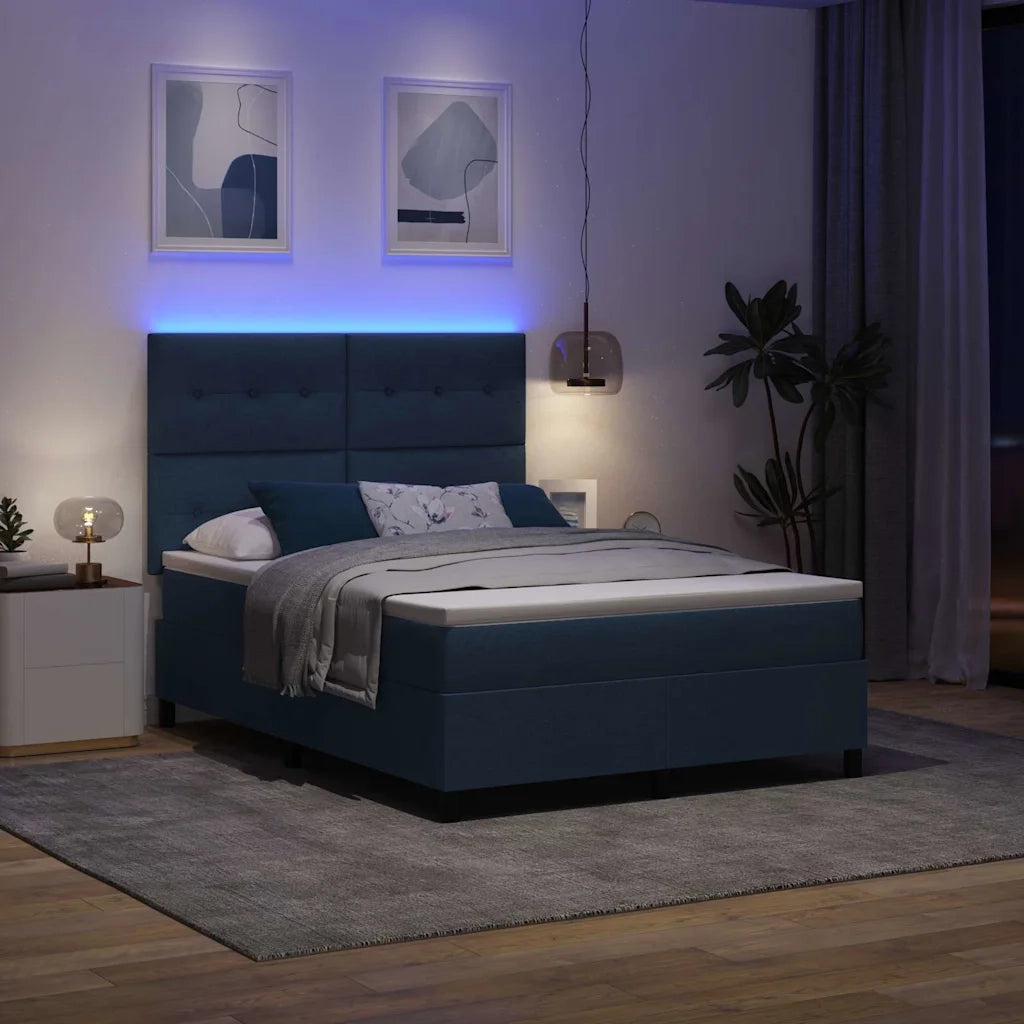 Letto a molle con materasso con led Blu 140 x 190 cm Tessuto 3342871