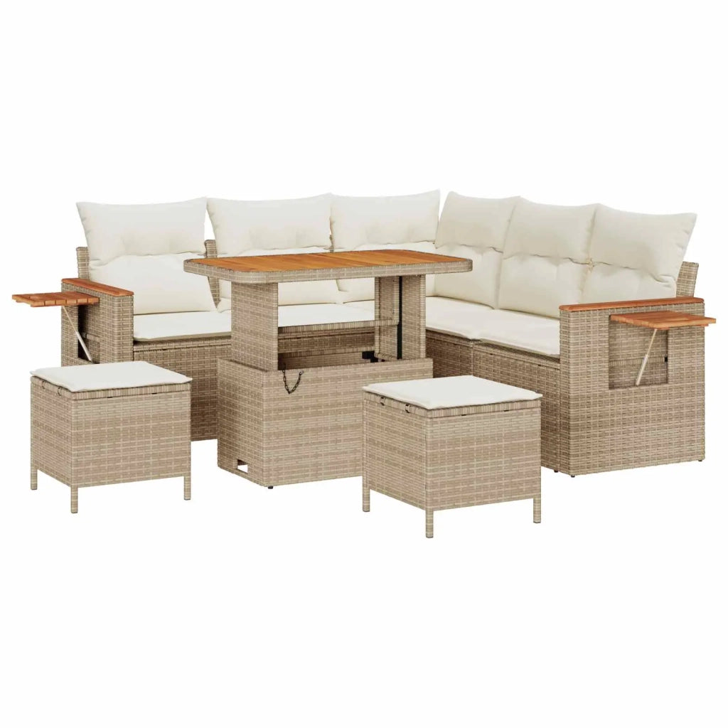 Set Divano da Giardino 8 pcs Beige polyrattan 3363046