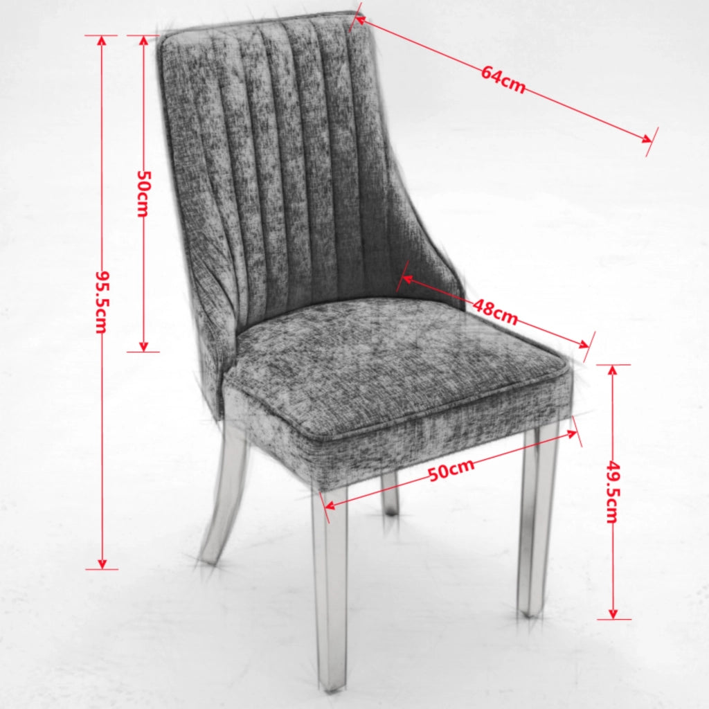 Sedie da Pranzo Imbottite in Velluto con Gambe Dorate ¨C MINIMAL ¨C Set 2, Nero