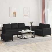 Set di Divani 3 pz con Cuscini Nero in Similpelle 3201765