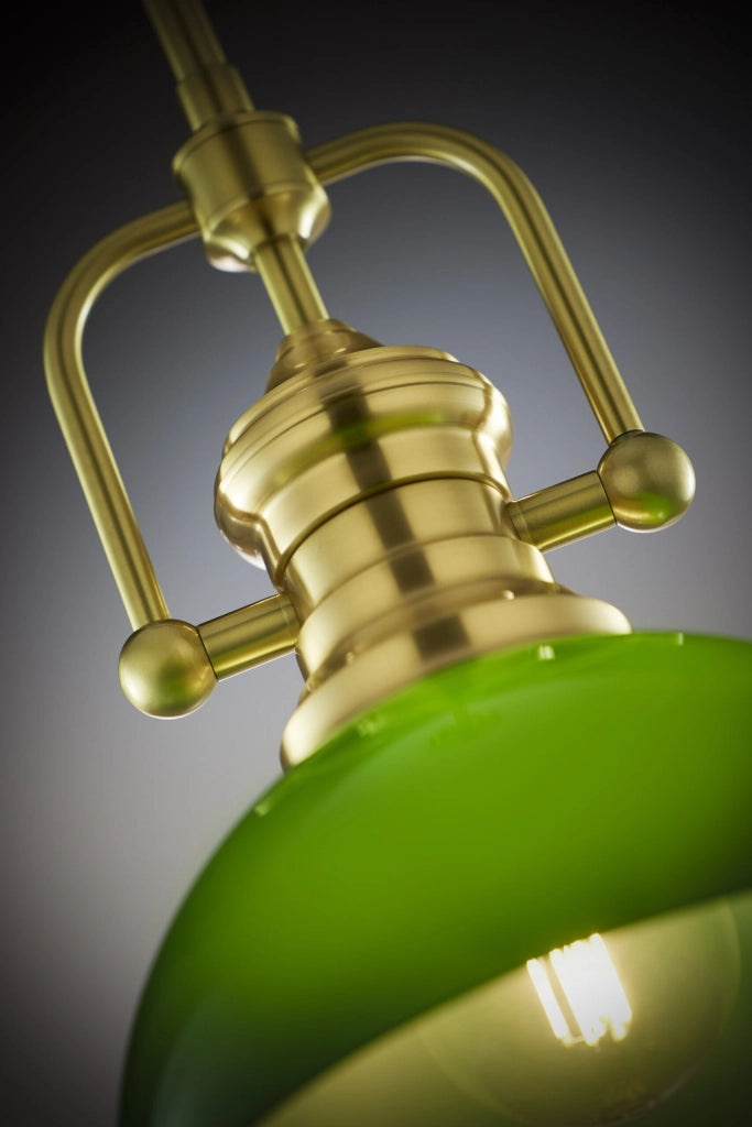 Lampada a sospensione industriale ottone verde E27 Jupiter