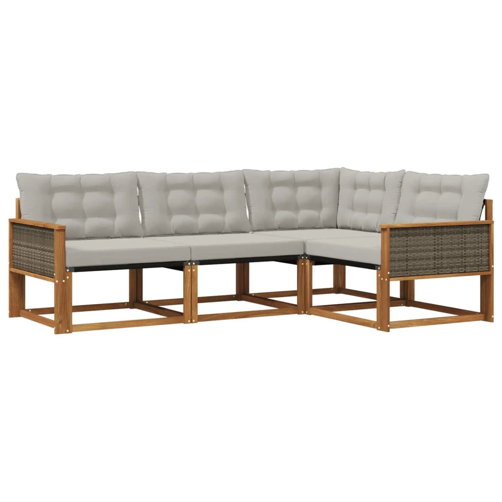 Set di divani da esterno 4 pz Naturale e Grigio Chiaro 3381387