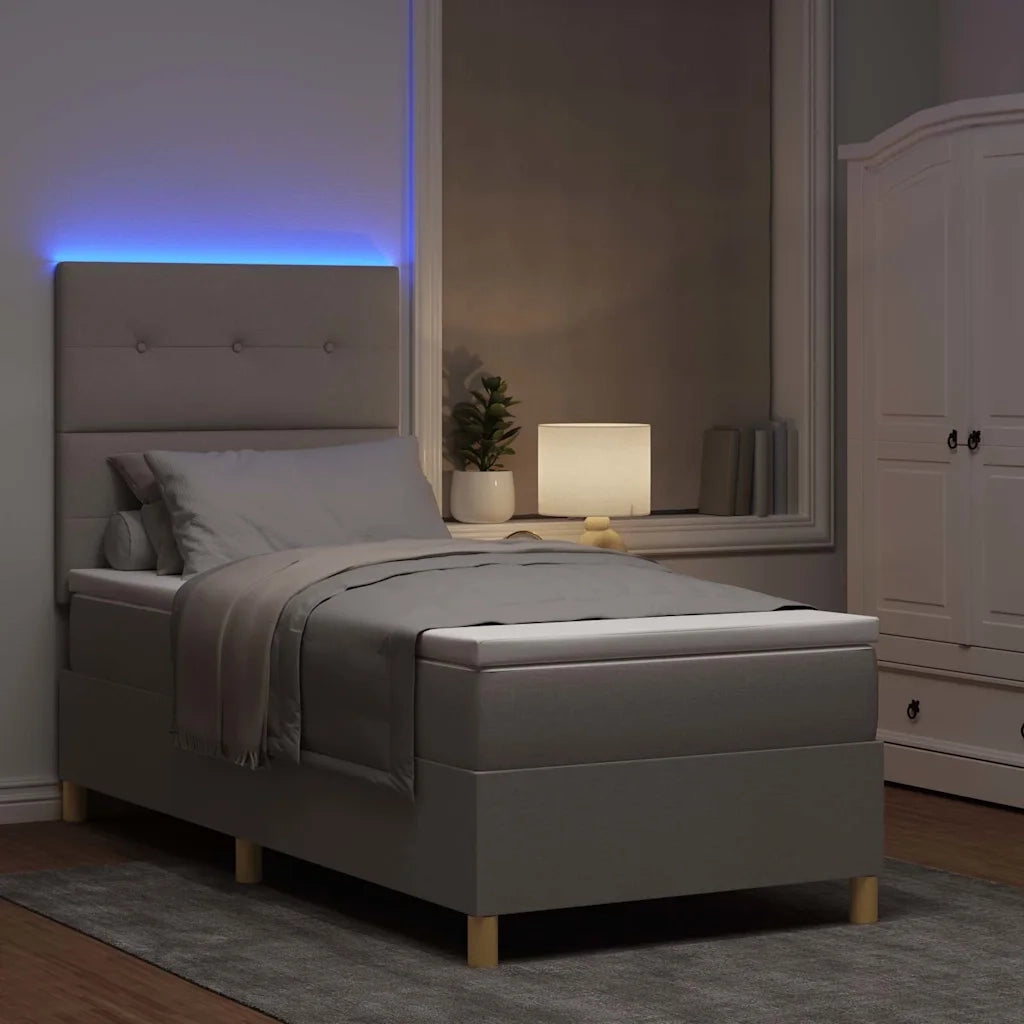 Letto a Sorgente LED con materasso Talpa 90 x 190 cm Tessuto 3343065
