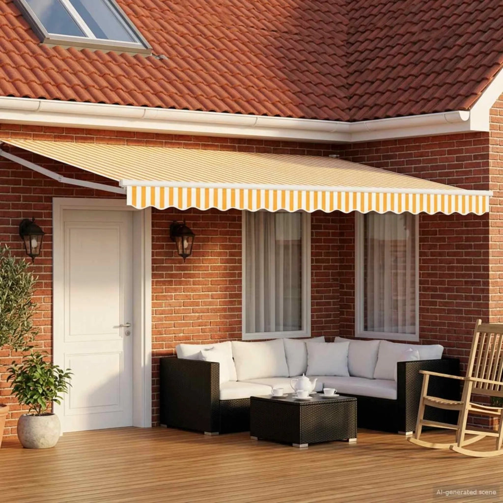 Tenda retrattile manuale con LED Giallo e Bianco 4 × 3 m 3419286
