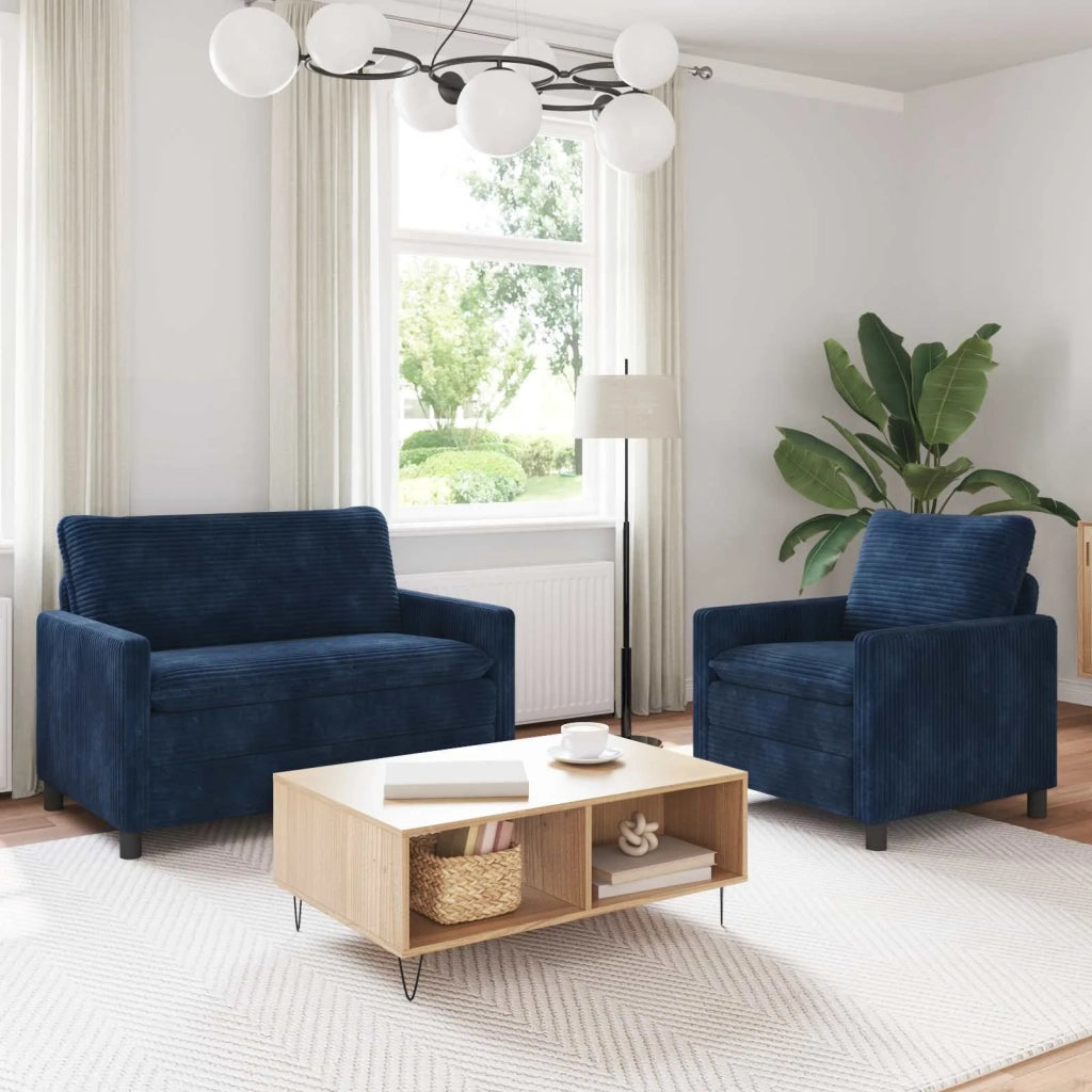Set di divani 2 pcs Blu navy Poliestere 3417056