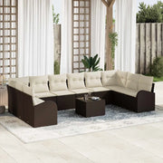 Set di divani con cuscino 11 pcs Marrone Polyrattan