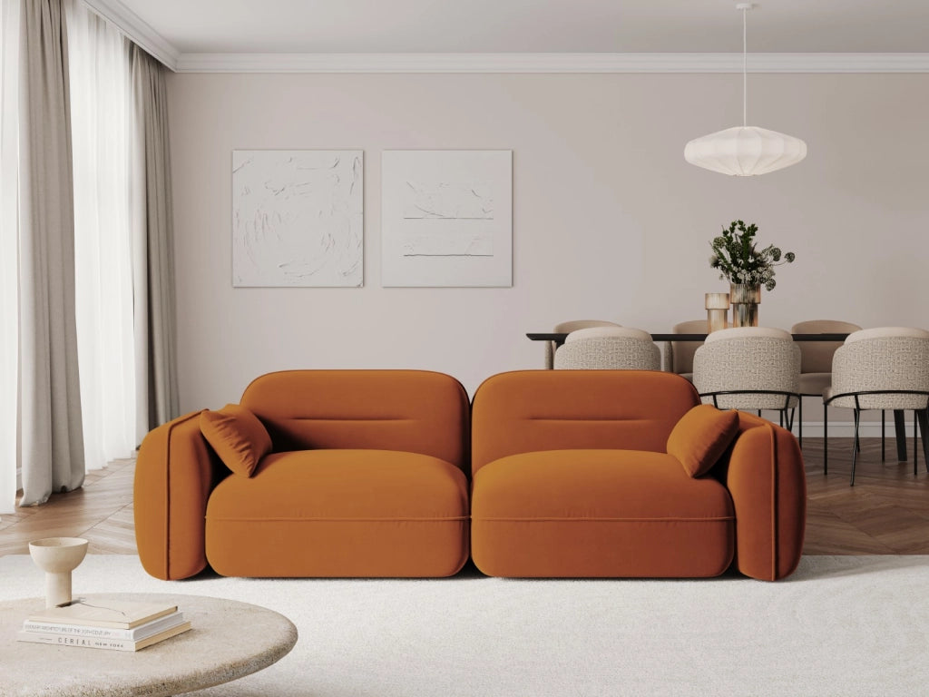 Cosmopolitan Design - Divano modulare "Sydney" 3 posti in velluto terracotta 