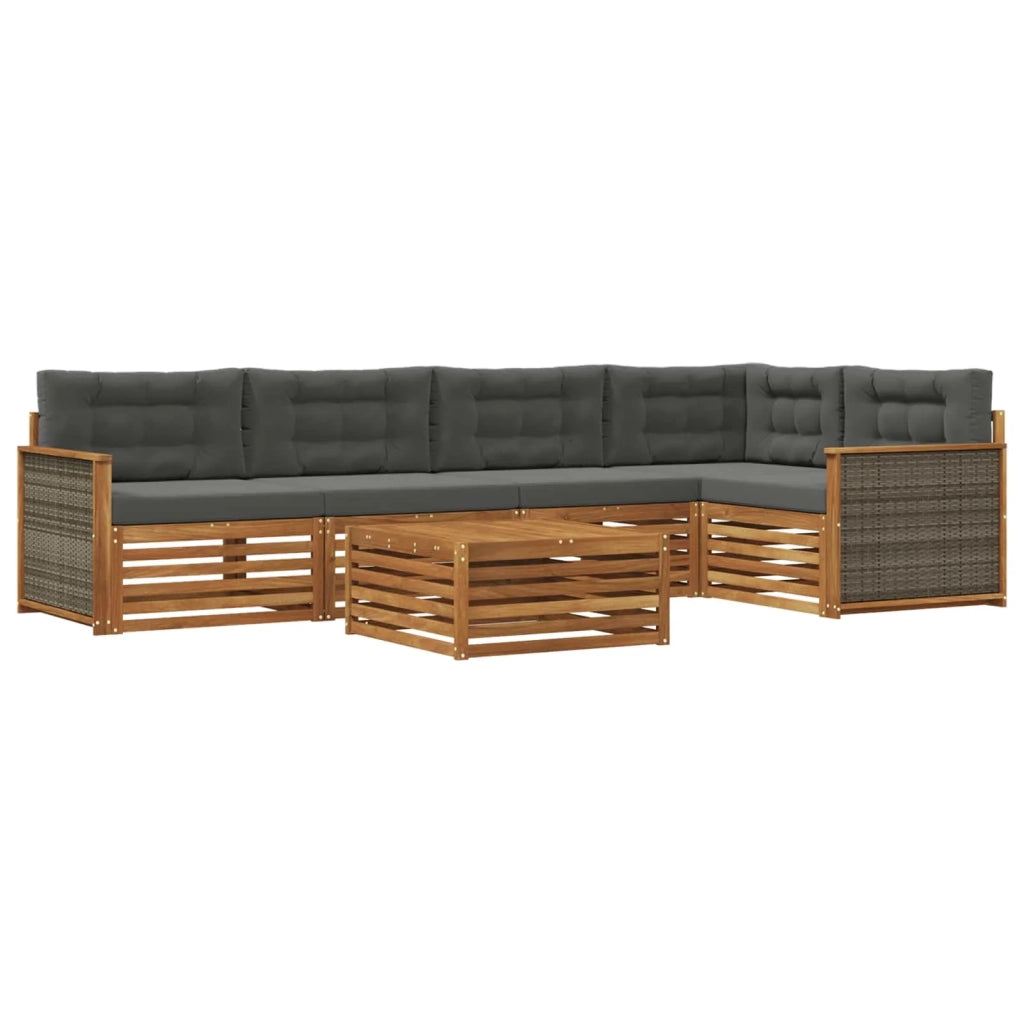 Set di divani da esterno con cuscino 6 pcs Naturale e Antracite 3383380