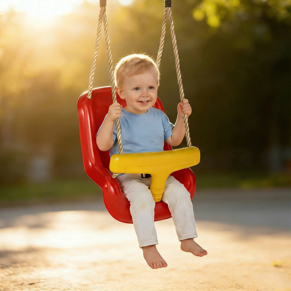Altalena per Bambini con Cuscino e Sicurezza ¨C Minimal ¨C Rosso per Interno/Esterno