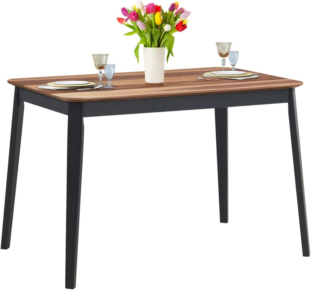 - Tavolo da pranzo in legno, rettangolare da cucina, arredamento moderno per sala da pranzo (noce e nero)