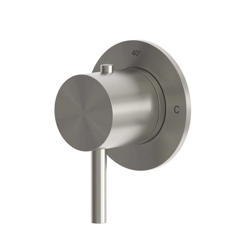 SINED Miscelatore muro doccia termostatico in acciaio inox 316L satinato con controllo automatico della temperatura ideale per installazioni interne ed esterne Modello LEVANTE