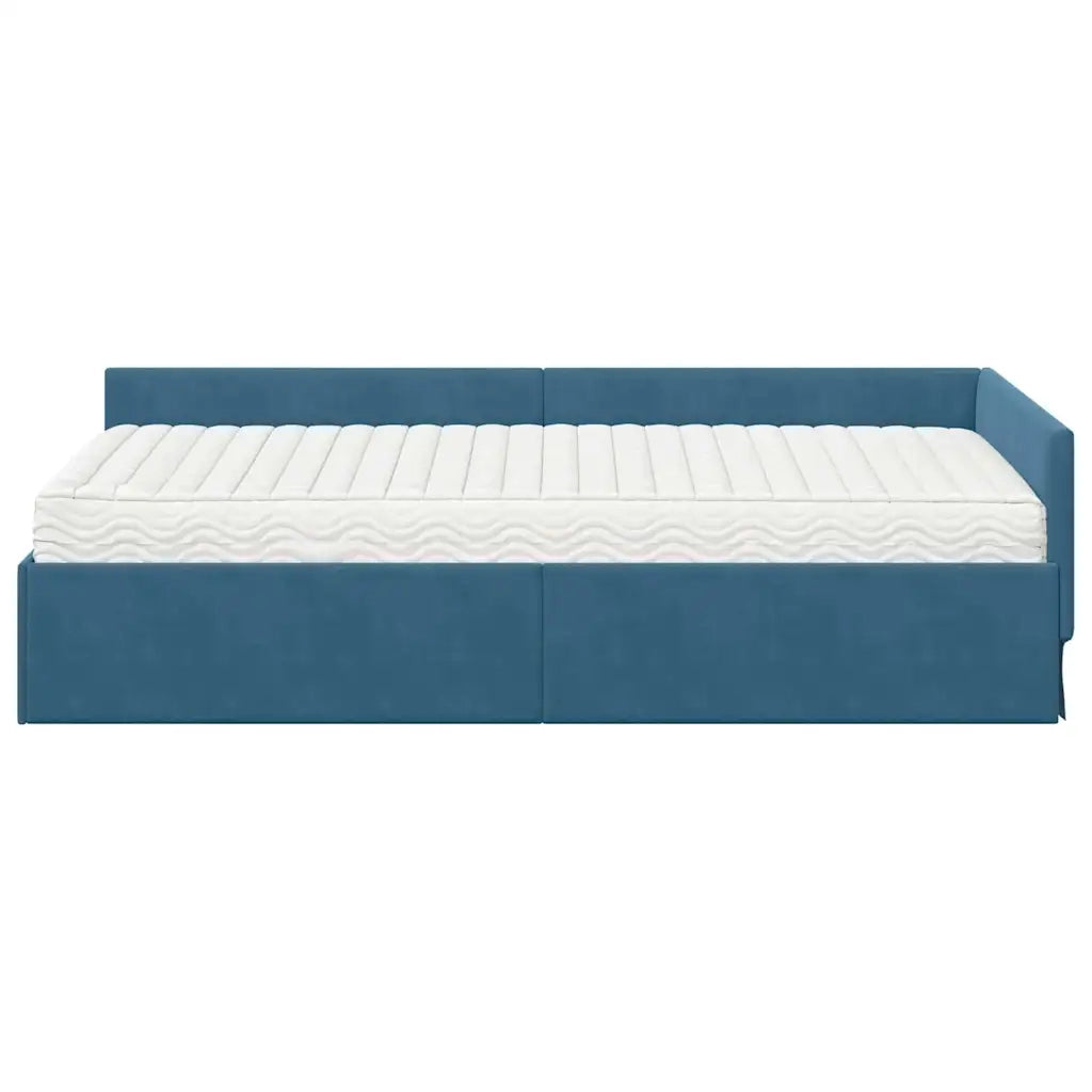 Struttura Letto Angolare con Materasso Altro 2 pcs Blu Velluto