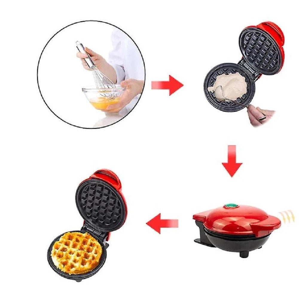 Trade Shop - Mini Waffle Maker Macchina Antiaderente Per Waffle Cialde Frittelle 350w Q-hb66 -