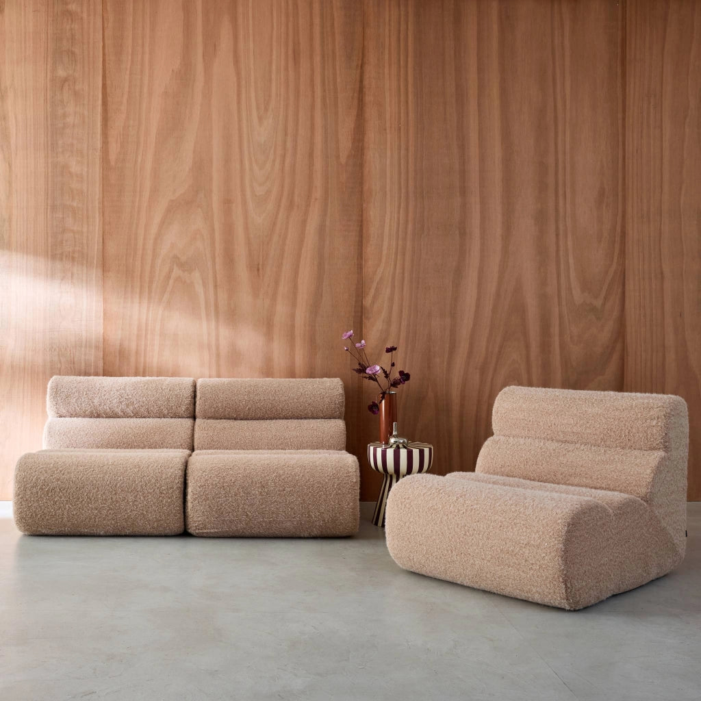 Divano modulare effetto alpaca, 3 posti, beige