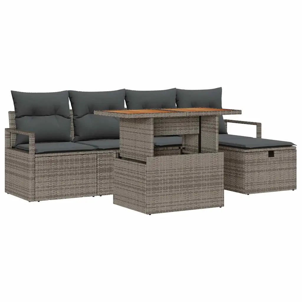 Set Divano da Giardino 6 pcs Grigio polyrattan 3361321