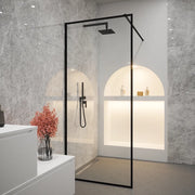 Doccia walk-in full frame 110 cm vetro trasparente profili neri | Rodi