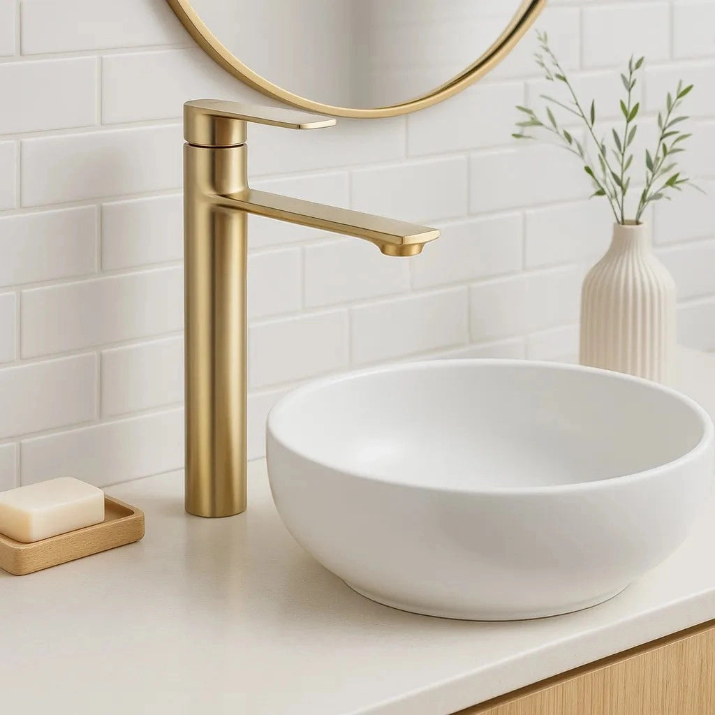 Rubinetto Da Lavabo Rea Storm Gold Brush High