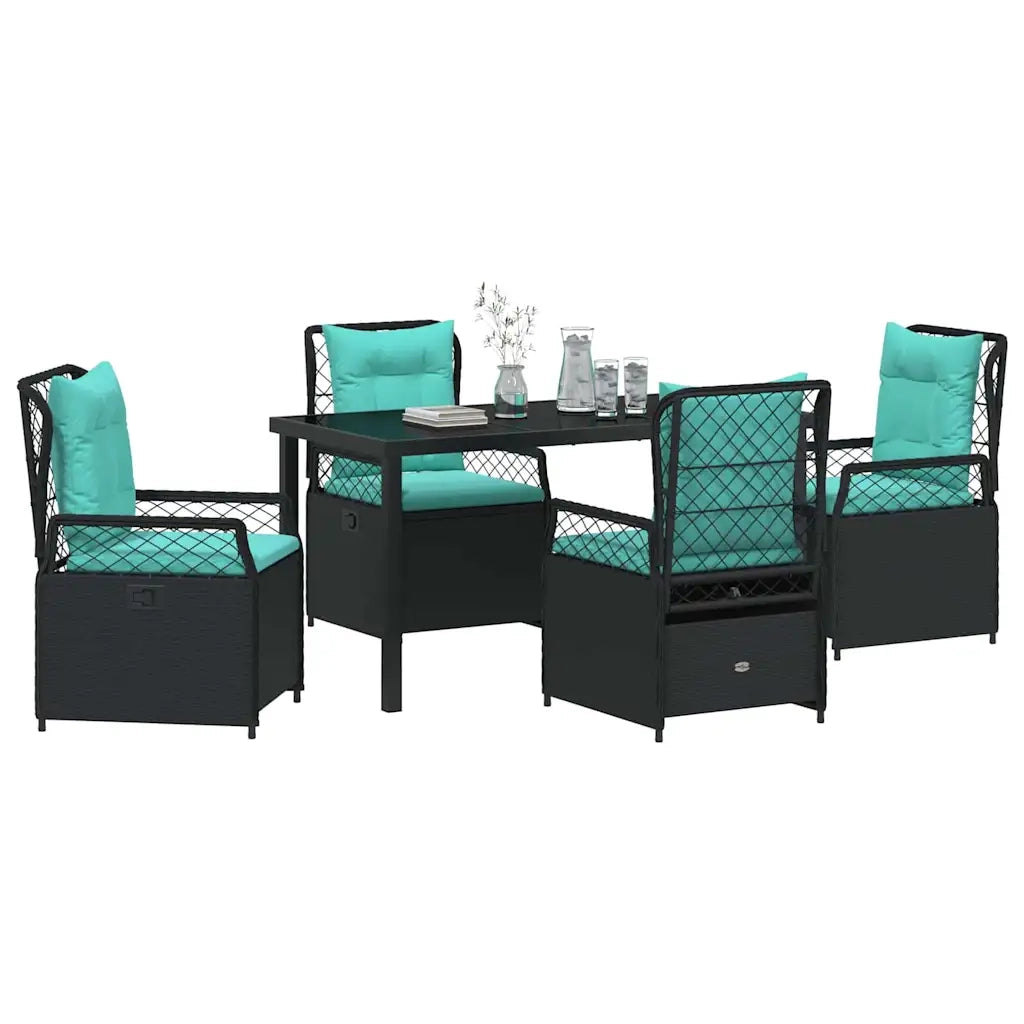 Set da Pranzo per Giardino 5 pcs Nero polyrattan 3381060