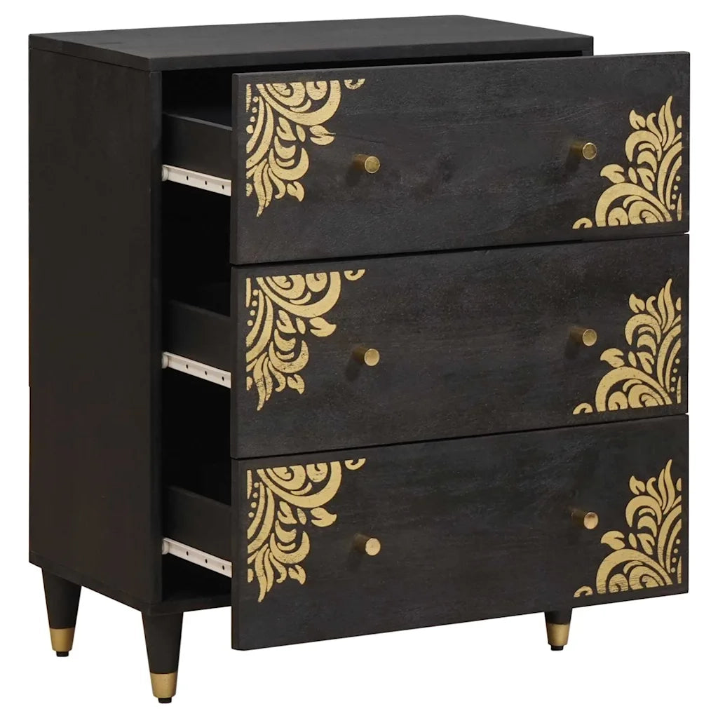 Credenza | Madia | Buffet da pranzo | Armadio da pranzo Nero 60 x 33 x 75 cm Legno di mango massello