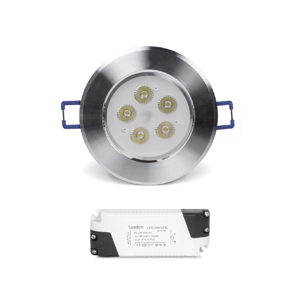 Faretto da incasso orientabile trasparente 5w 6000K luce fredda