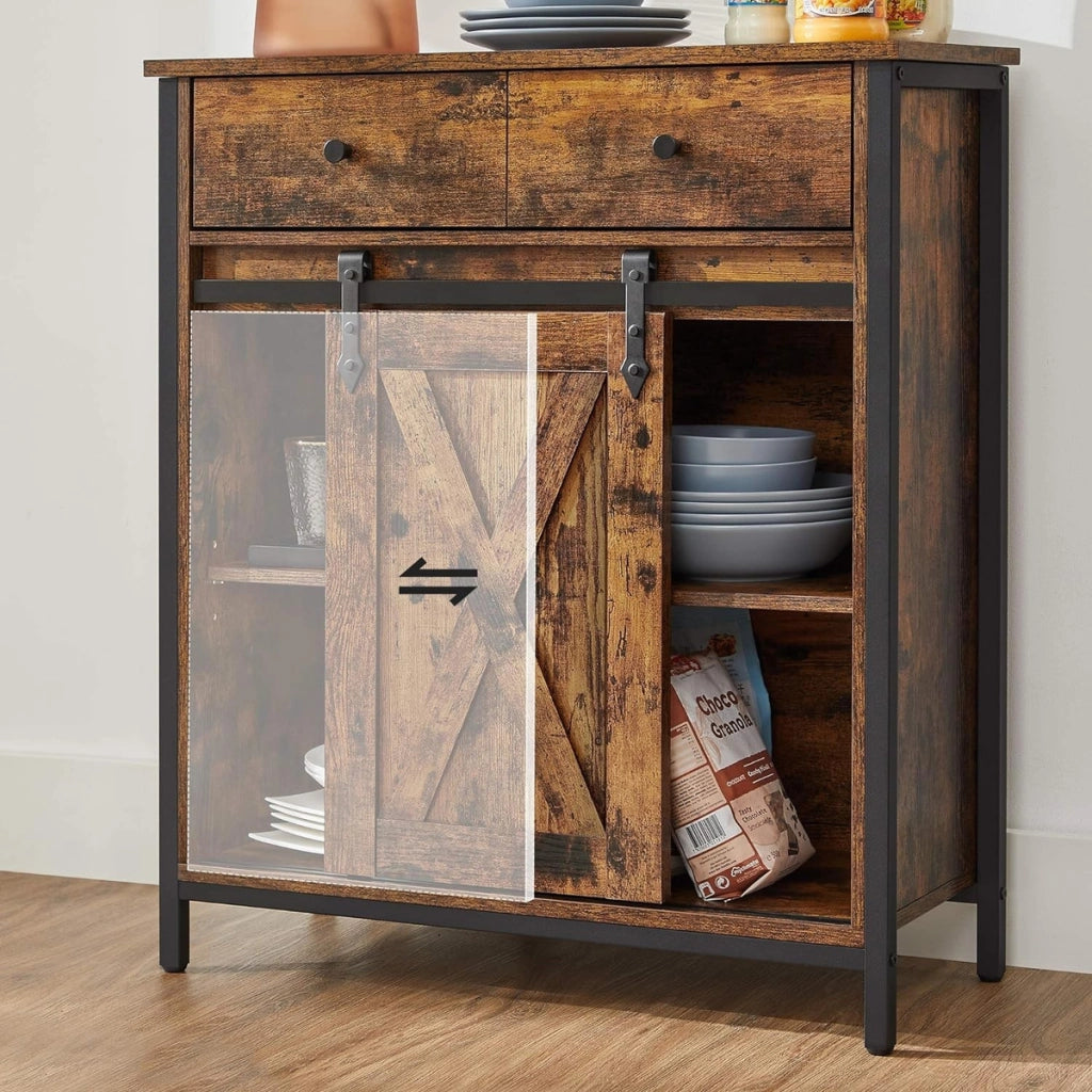 Credenza Industrial Loft in Legno Rustico e Acciaio