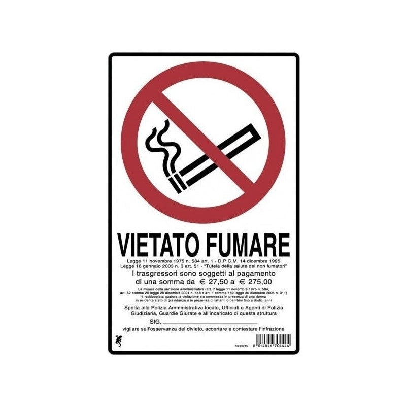 Cartello in plastica "vietato fumare" 30 x 20 cm