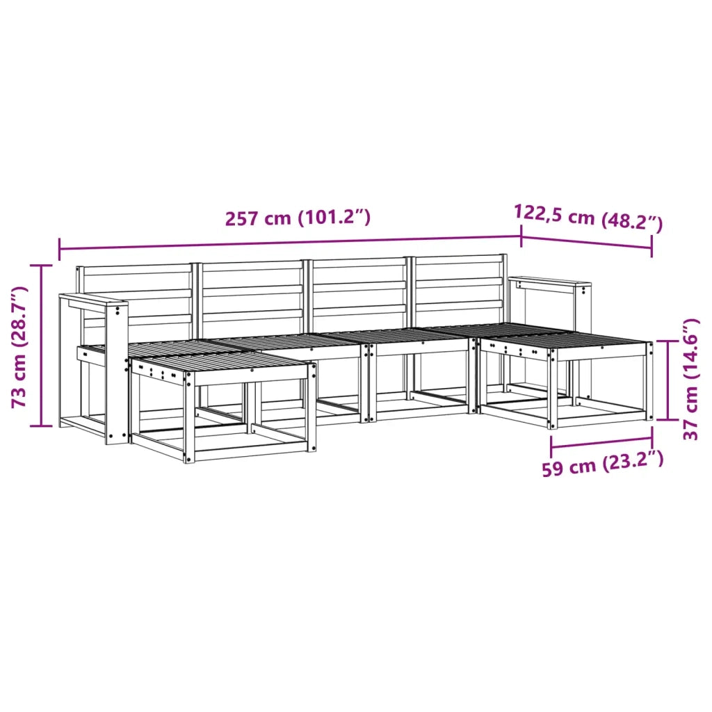 Set di divani da esterno 6 pcs Naturale Legno multistrato