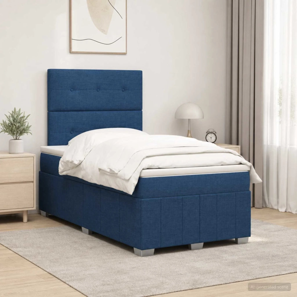 Letto box spring con materasso Blu 120 x 200 cm Tessuto 3454119