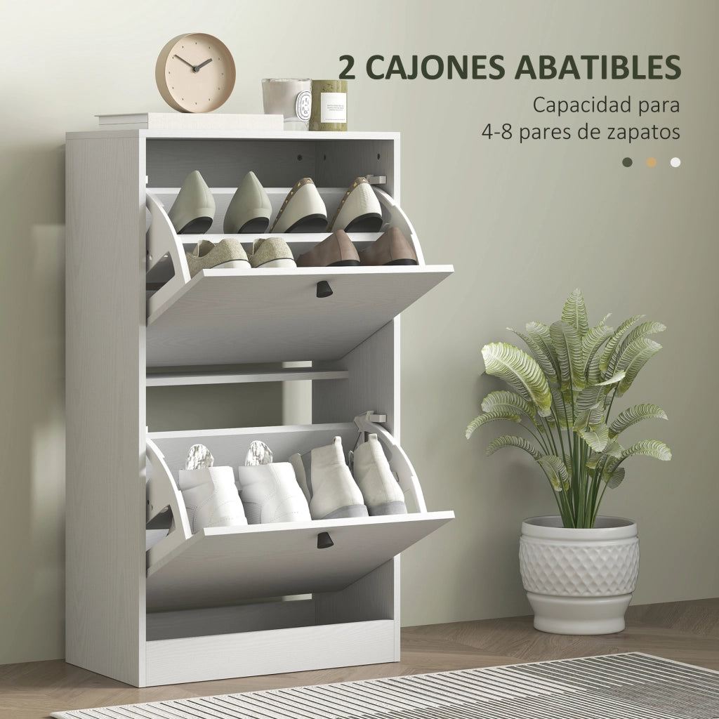 Scarpiera con Cassetti e Ripiani ¨C Minimal ¨C 47x26x85 cm Bianco Veteato