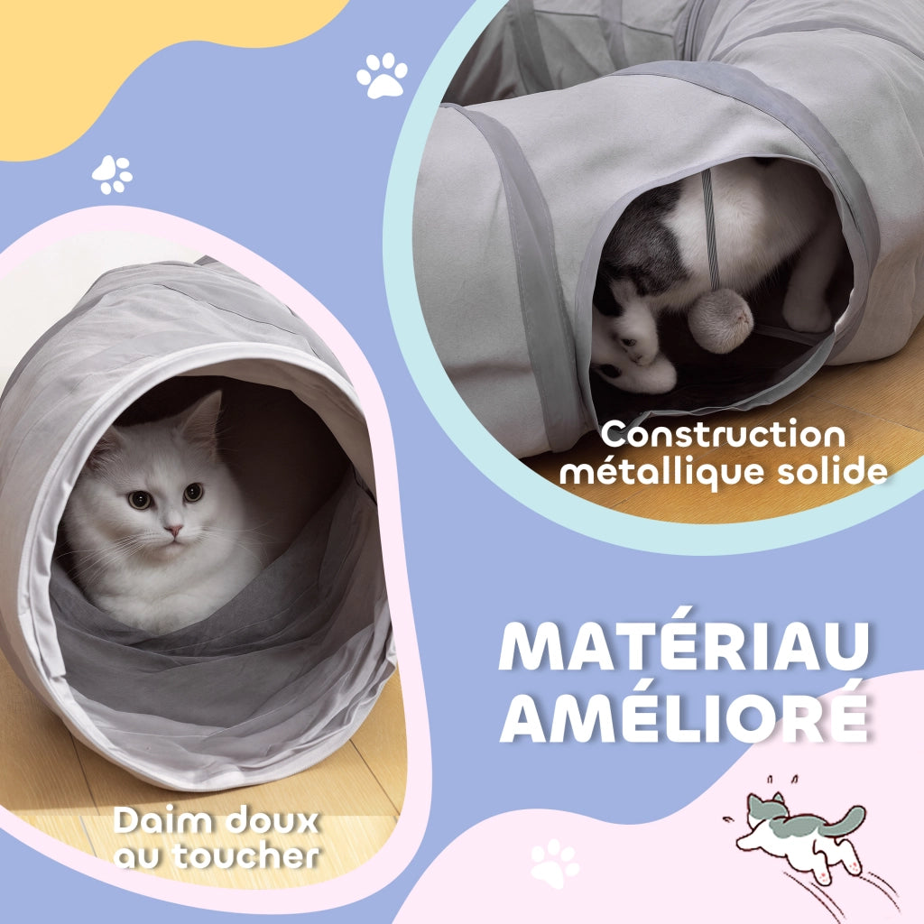 Tunnel per gatti con letto e cuscino ¨C Minimal ¨C grigio ?90x27cm