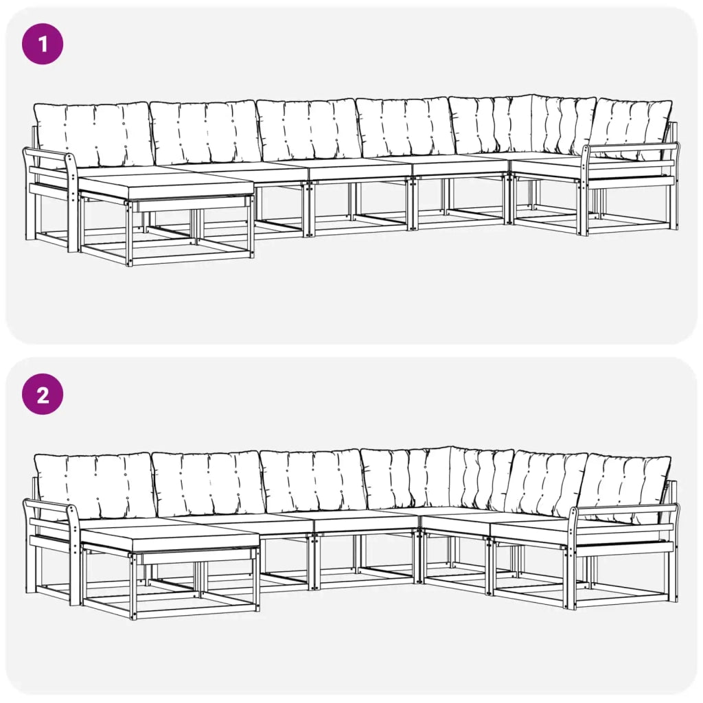 Set di divani da esterno 7 pcs Grigio Naturale e Chiaro 3369674