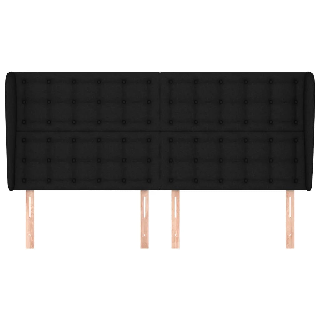 Testiera | Testata ad Orecchio Nera 163x23x118/128 cm in Tessuto