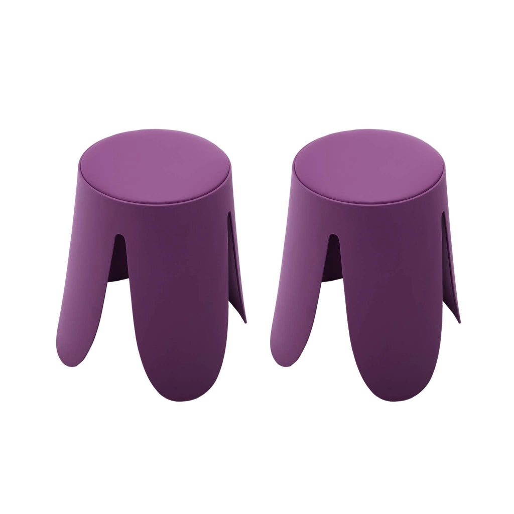 Set 2 sgabelli impilabili in similpelle, viola