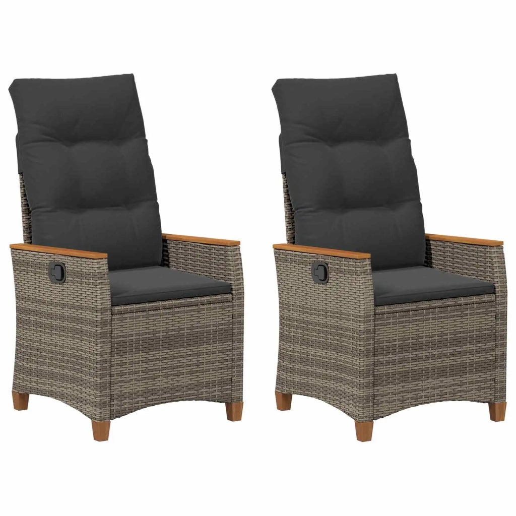 Sedia da giardino reclinabile Grigio e Grigio Scuro polyrattan 42026865