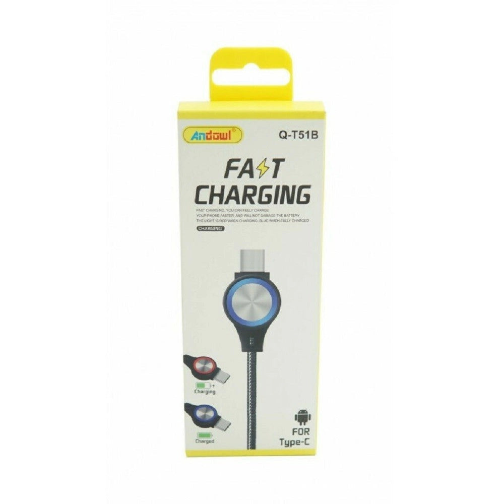 Trade Shop - Cavo Di Ricarica Rapida Per Android Attacco Type-c A Usb 2.0 Con Luce 1mt Q-t51b -