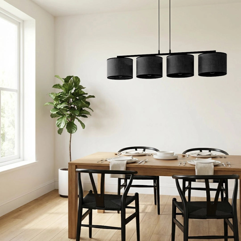 Lampada a sospensione ECO nera cilindrica 4xE27 Emibig