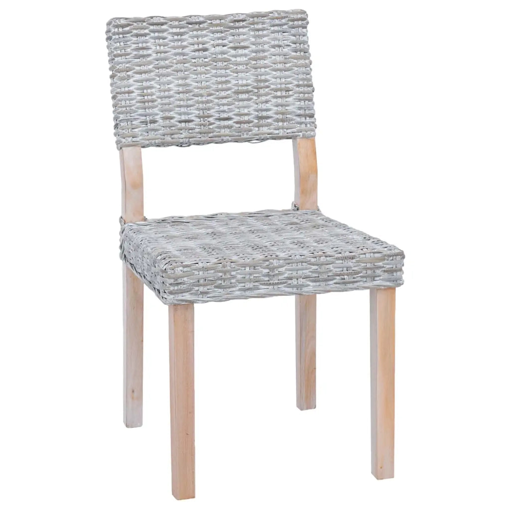 Sedia da pranzo 2 pcs Bianco Lavato 46 x 55 x 84 cm Rattan Kubu 42012423