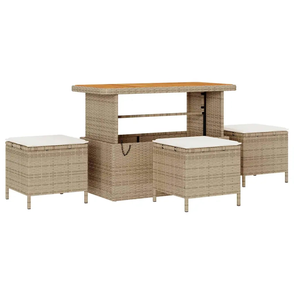 Set Divano da Giardino con cuscino 9 pcs Beige Poly Rattan 3364741