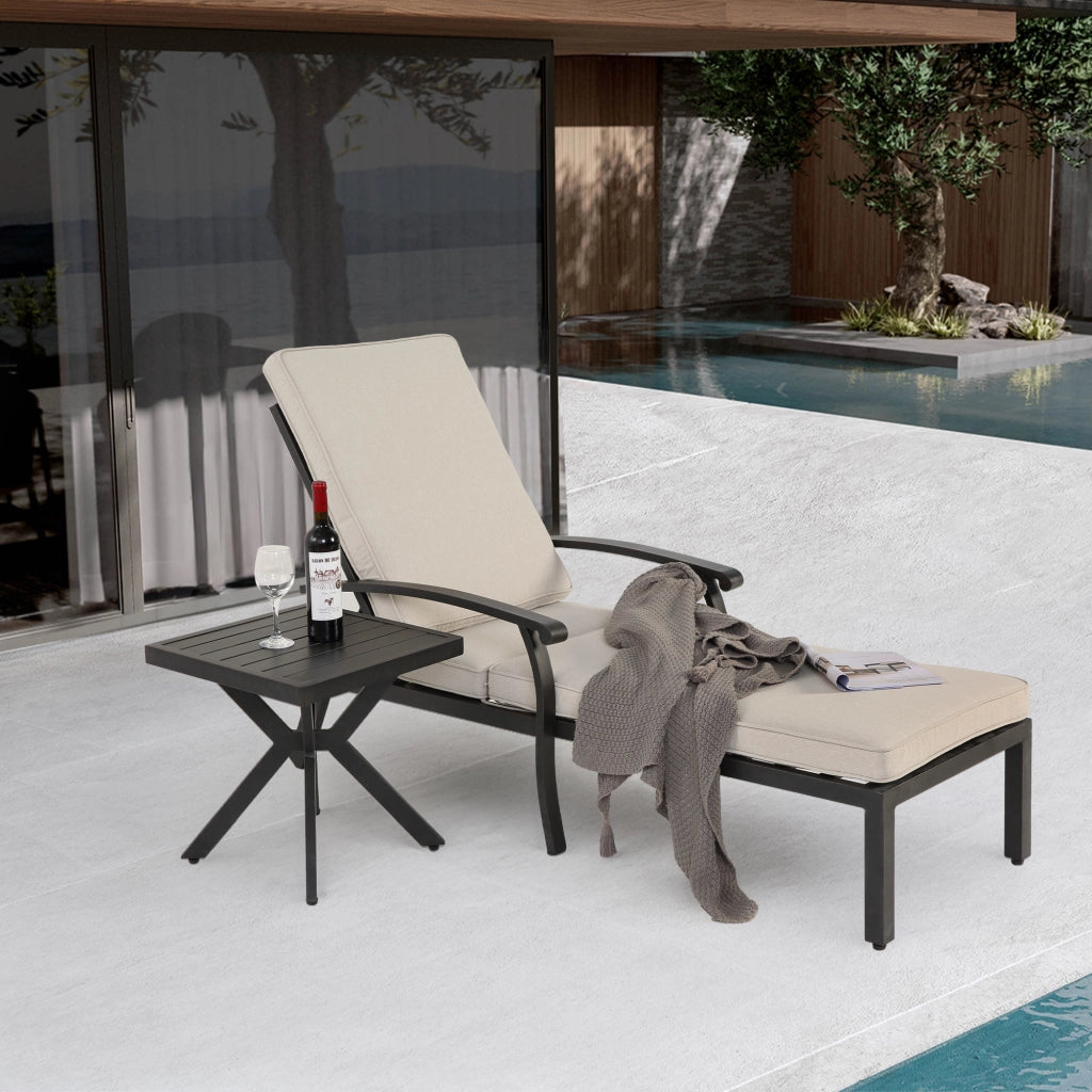 Sedia Sdraio da Giardino con Cuscini ¨C MINIMAL ¨C Alluminio, Beige