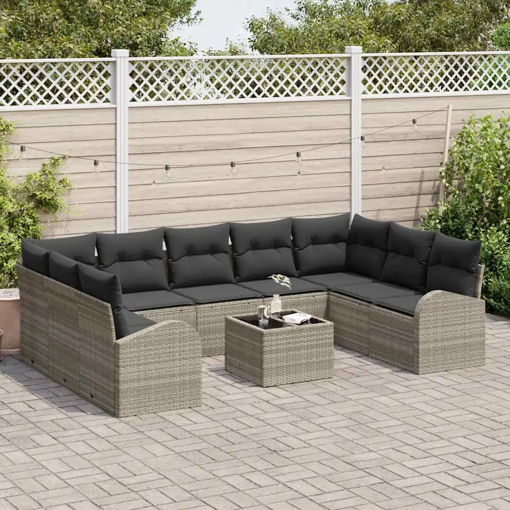 Set di divani 10 pcs Grigio chiaro Rattan in Polipropilene 3346212