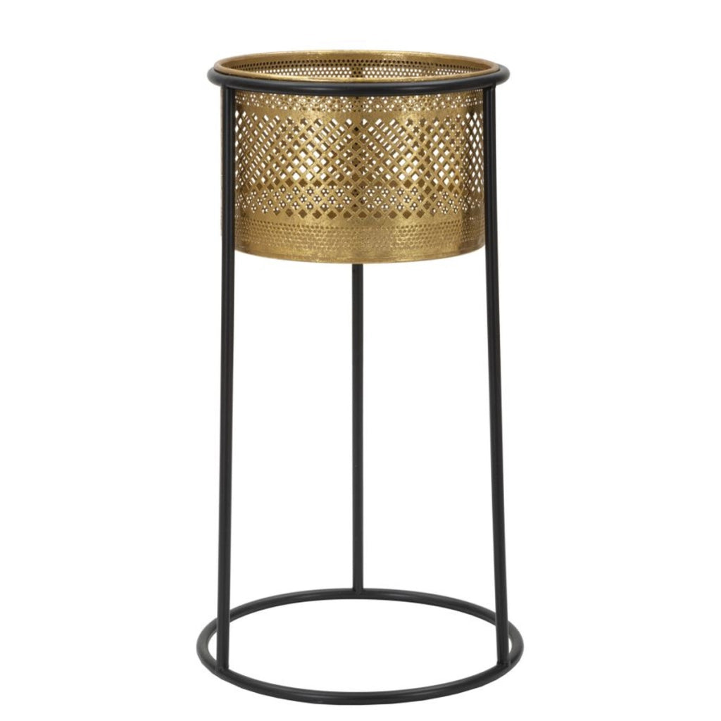 Vaso per Piante VKH686, Oro, Metallo, 25x25x50 cm