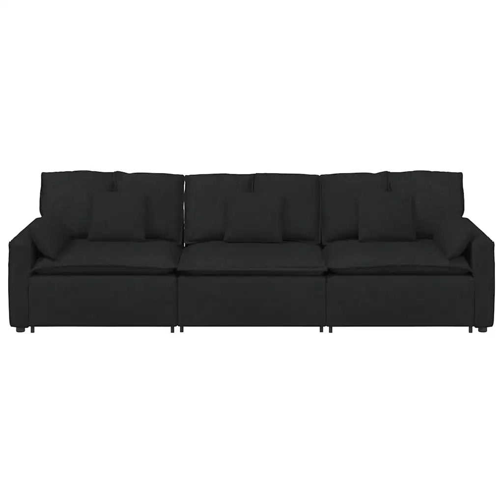 Divano Modulare con Cuscini Nero 3321089