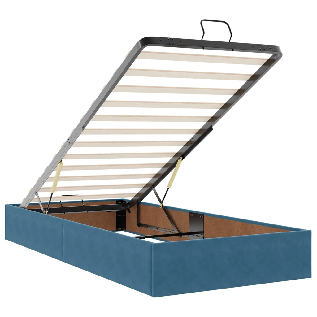 Letto Ottomano con Materasso e LED Blu scuro 100 x 200 cm 3457051