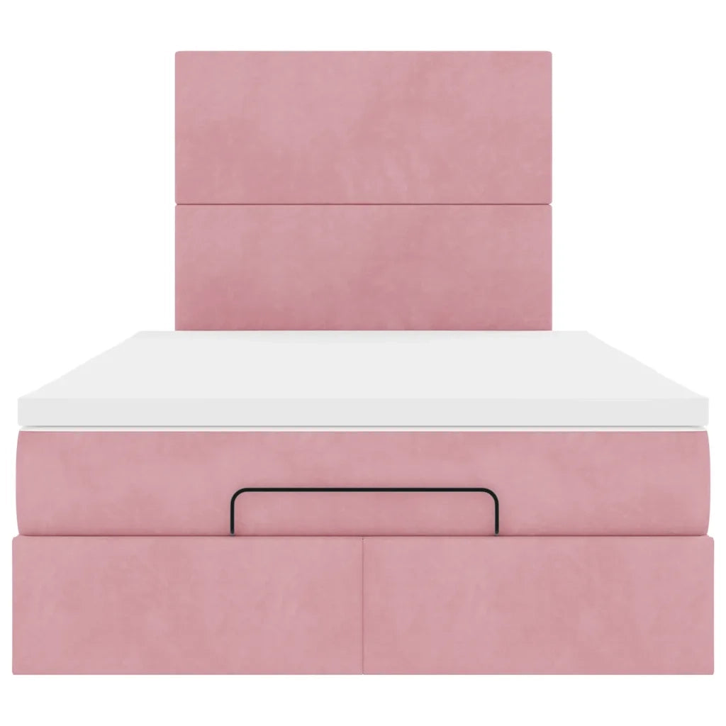 Struttura Letto Pouf con Materassi Rosa 120x190 cm Velluto 3314239