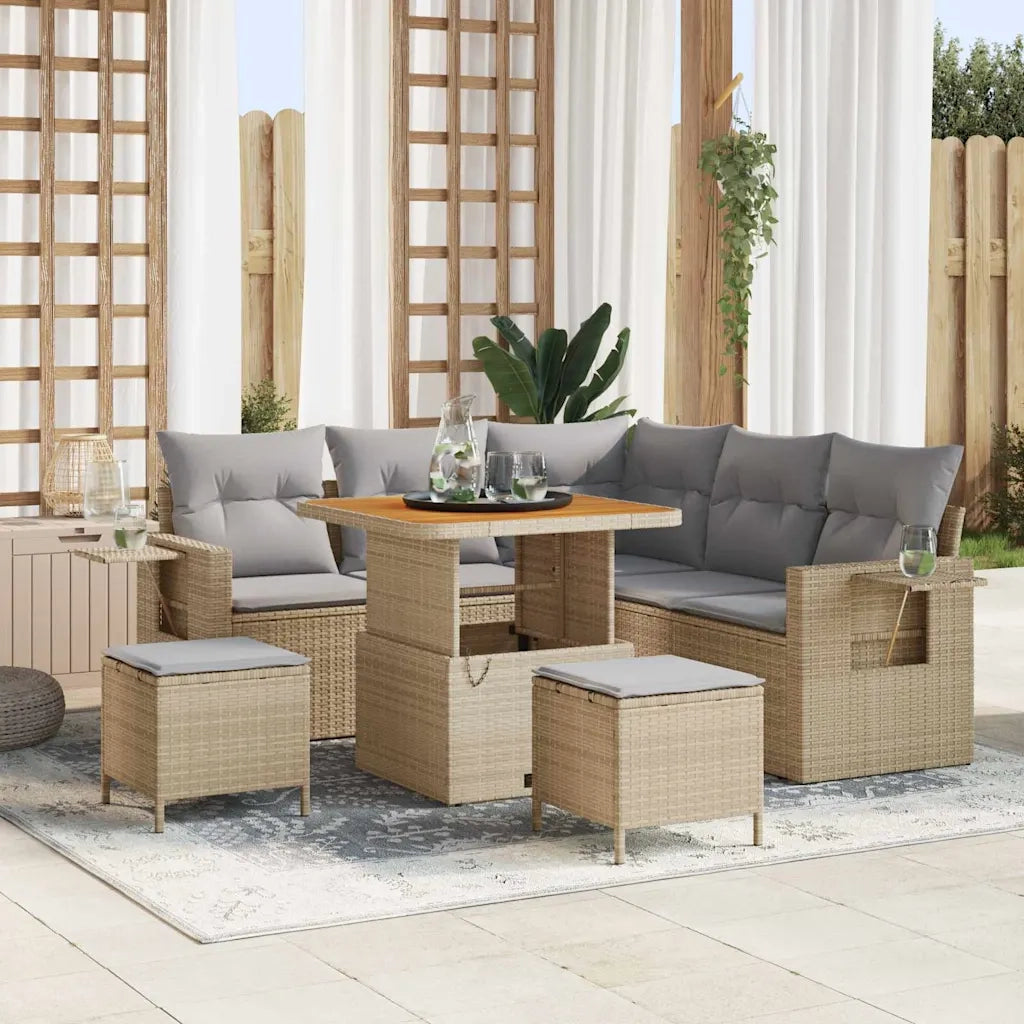 Set Divano da Giardino 9 pcs Beige e Grigio Chiaro polyrattan 3363692
