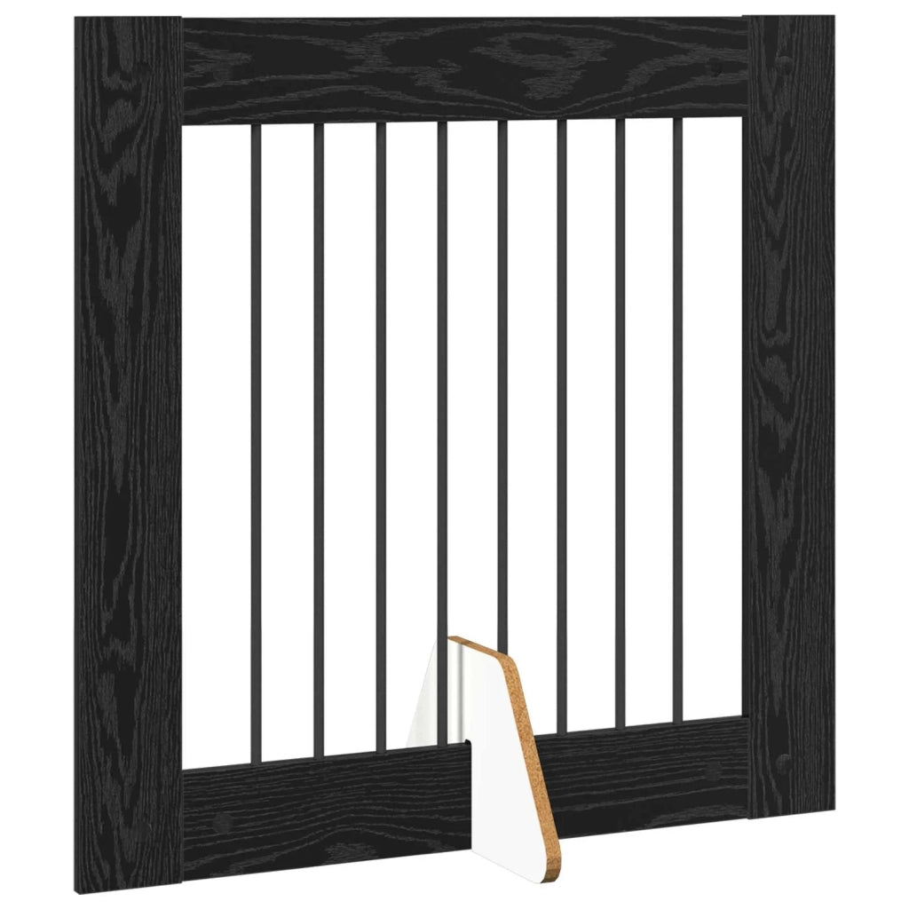 Cancello per cani pieghevole con supporti 4 pz Rovere Nero 892079